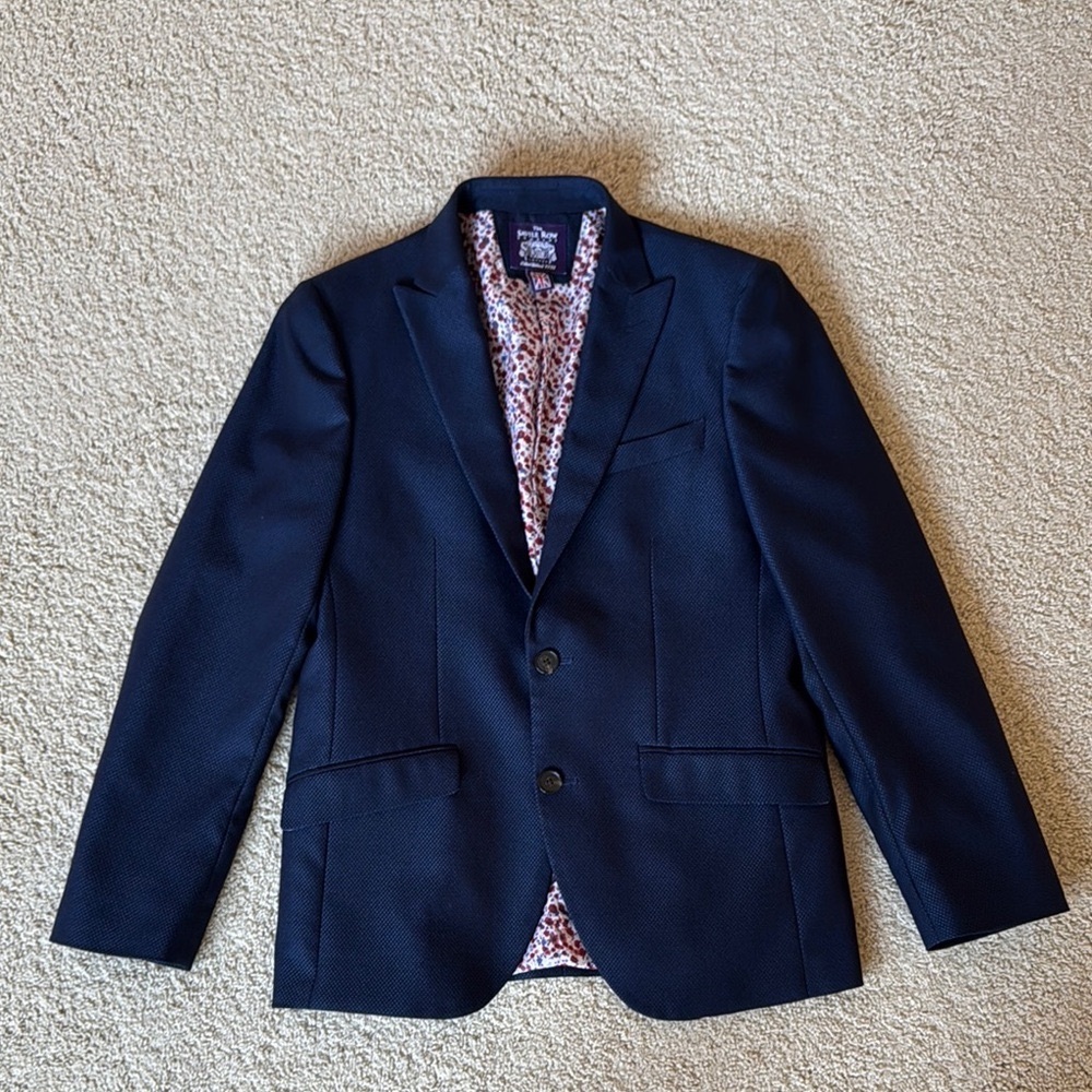 Versatile Blue Sport jacket with Notched Lapels and Floral Lining